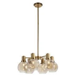 Suspension Verre Ambré Et Métal Doré Netika L 46 X H 112 X P 46 Cm