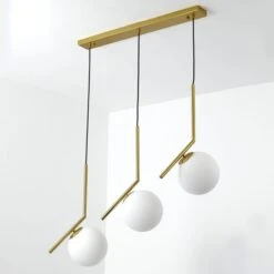 Suspension Verre Blanc Et Métal Doré Mifaso