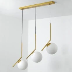 Suspension Verre Blanc Et Métal Doré Mifaso -OSRAM || Philips || Bosch Soldes suspension verre blanc et metal dore doremi 3327480054680 532651