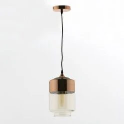 Suspension Verre Et Métal Doré Leroi D 18 X H 30 Cm