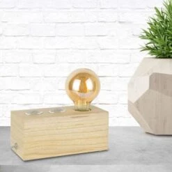 THE HOME DECO LIGHT Lampe A Poser LA12017 Rectangle - Bois Cablé - Gris Et Blanc M4 -OSRAM || Philips || Bosch Soldes the home deco light lampe a poser la12017 rectangle bois cable gris et blanc m4 3664944048435 438367