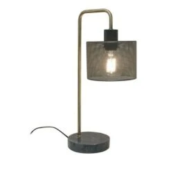 THE HOME DECO LIGHT Lampe A Poser LA12056 - Gris Perforé Socle Marbre M4