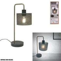 THE HOME DECO LIGHT Lampe A Poser LA12056 - Gris Perforé Socle Marbre M4 -OSRAM || Philips || Bosch Soldes the home deco light lampe a poser la12056 gris perfore socle marbre m4 3664944048800 438371