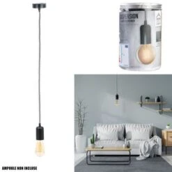 THE HOME DECO LIGHT Suspension LA12101 - Vintage - Noir Alu Cablé - Noir Et Blanc M8 -OSRAM || Philips || Bosch Soldes the home deco light suspension la12101 vintage noir alu cable noir et blanc m8 3664944080961 565905
