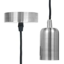 THE HOME DECO LIGHT Suspension Vintage LA12080 - Argent Aluminium Cablé - Noir M8 -OSRAM || Philips || Bosch Soldes the home deco light suspension vintage la12080 argent aluminium cable noir m8 3664944048985 565915