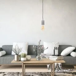 THE HOME DECO LIGHT Suspension Vintage LA12080 - Argent Aluminium Cablé - Noir M8 -OSRAM || Philips || Bosch Soldes the home deco light suspension vintage la12080 argent aluminium cable noir m8 3664944048985 565918